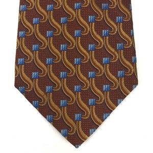 Jos. A. Bank Signature Collection Brown Blue Squares Elegant Office Tie Necktie